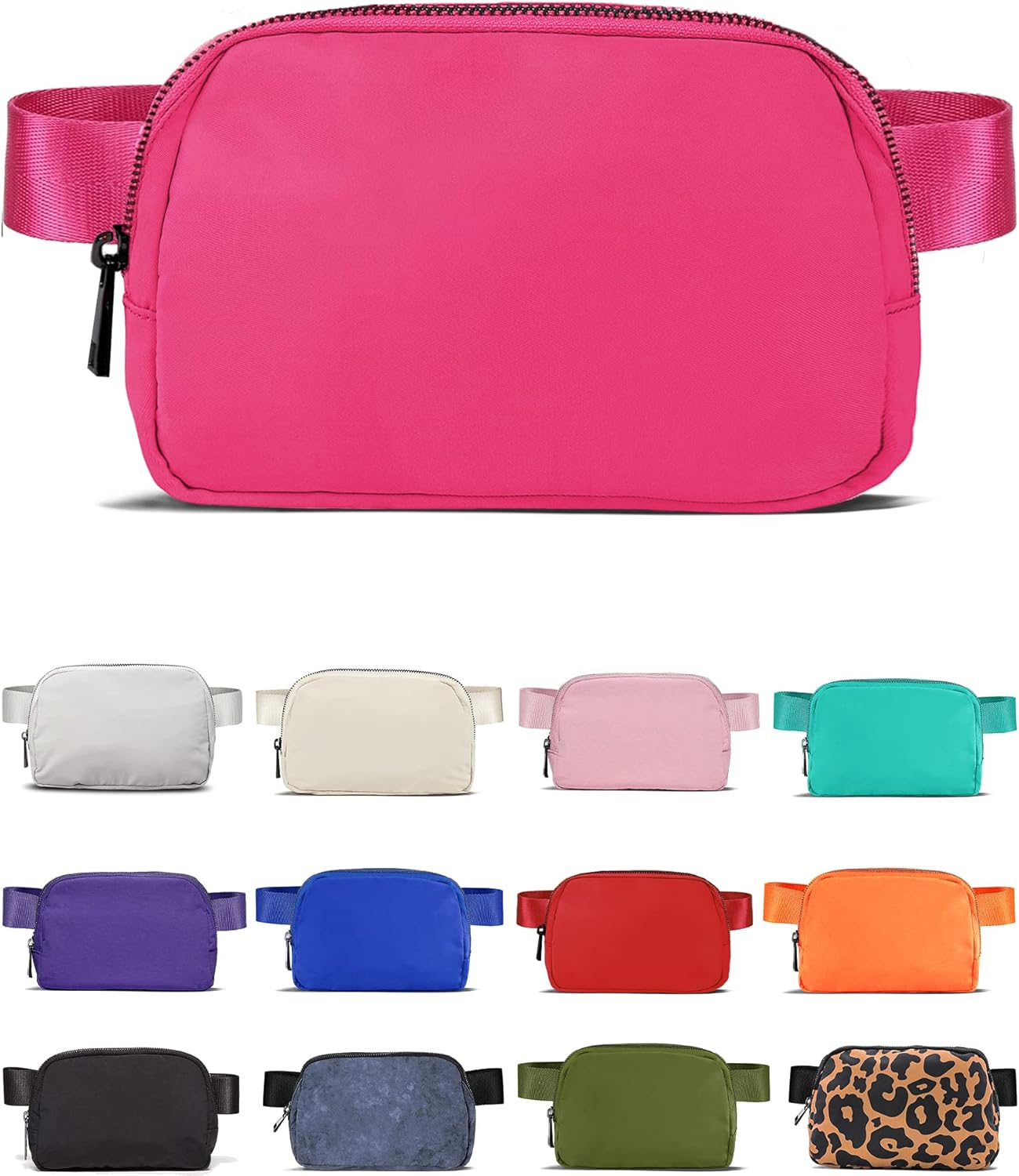 Fanny Pack Cross Body Small Crossbody Bags for Women Men Trendy Nylon Waterproof Mini Purse Travel Running Belt Bag Lulu Dupes Bum Hip Chest Waist Pack Side Bag Must Have Hot Pink