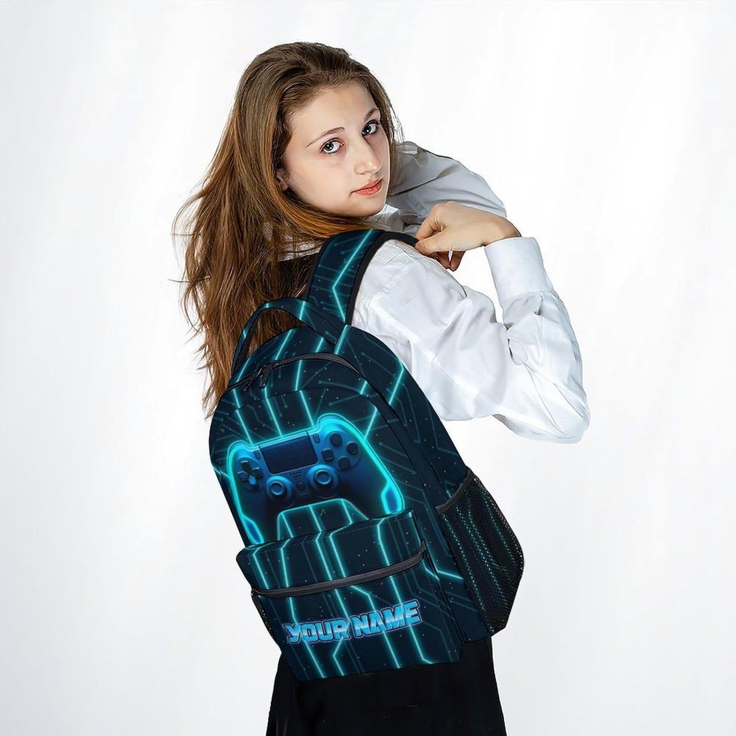 Mercuryelf Boys Bag for School - Personalized Cool Gamer Kid Backpack for School, Travel - 17 Inch Gaming Bookbag for Teens