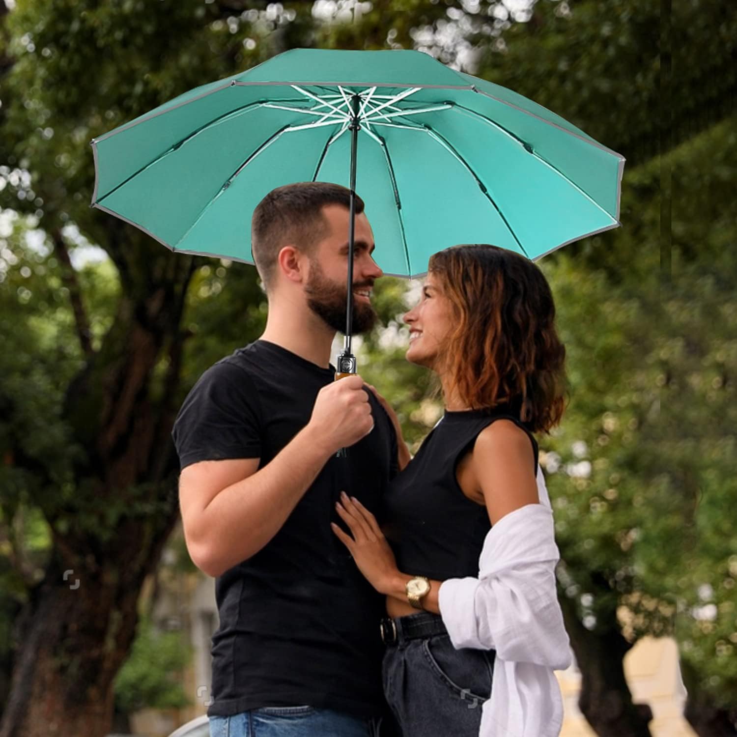 Lejorain Golf Large Inverted Umbrella - Black Big Windproof Heavy Duty Upside Down 46/50/54 Inch