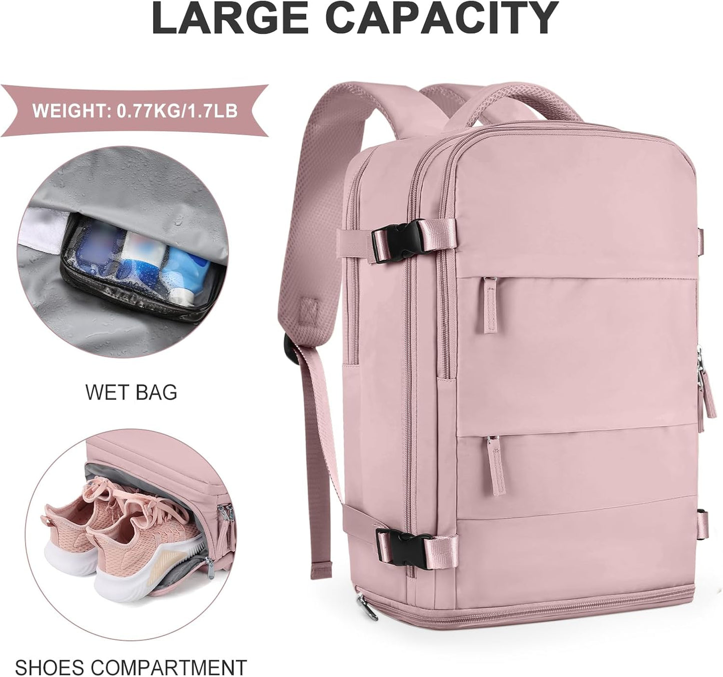 coowoz Travel Backpack For Women Men,Carry On Backpack,Hiking Backpack Waterproof Outdoor Sports