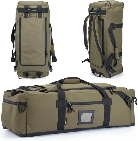 105l Large Duffel Bag For Travel, Gym & Sports - Water Repellent Polyester, Hidden Straps, Shoe Compartment - Perfect Luggage Duffle Bag Or Backpack For Men & Women