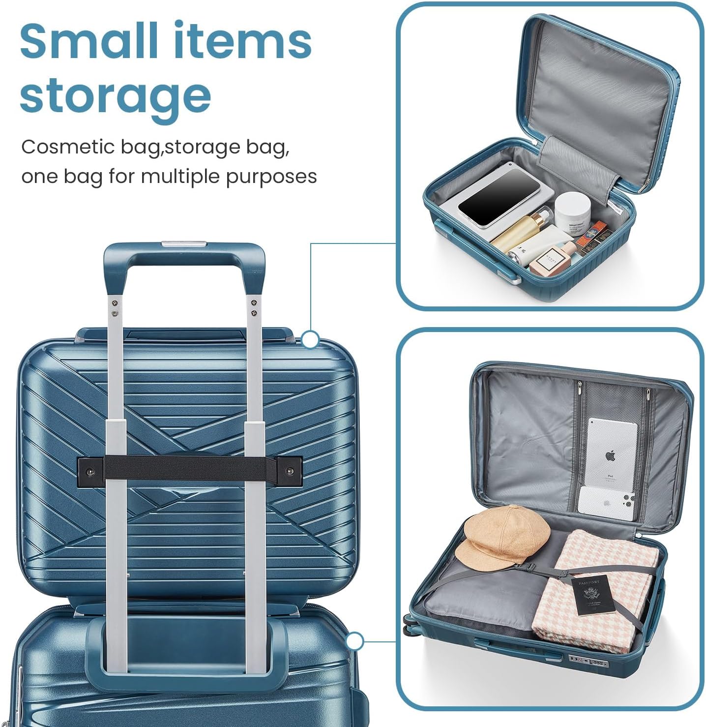 Campfun Luggage 4 Piece Sets, Expandable Carry On Luggage Set Hardshell PP, Suitcase Set with