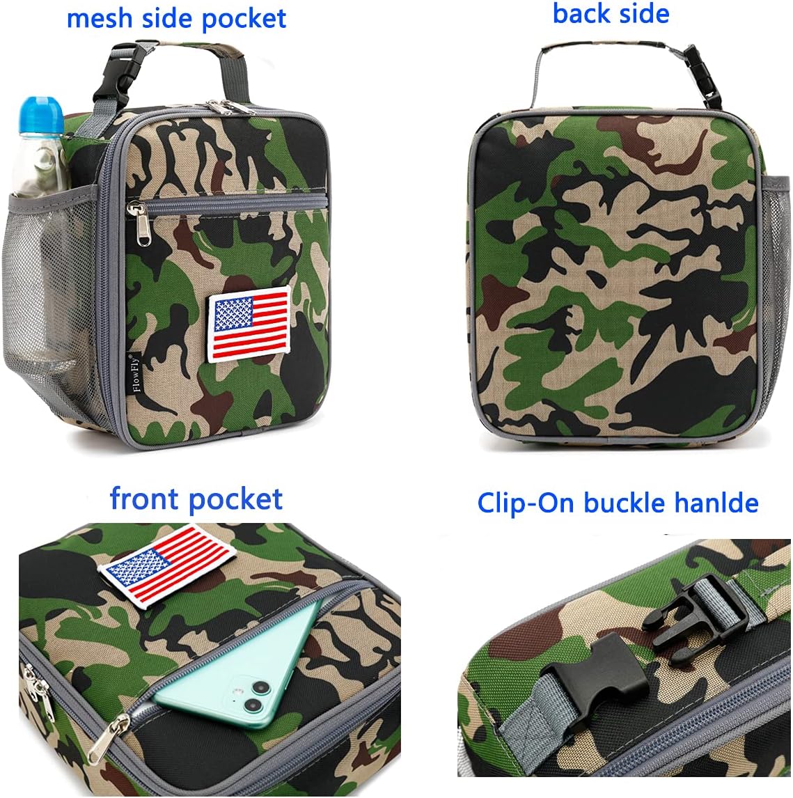 FlowFly Kids Lunch box Insulated Soft Bag Mini Cooler Back to School Thermal Meal Tote Kit for