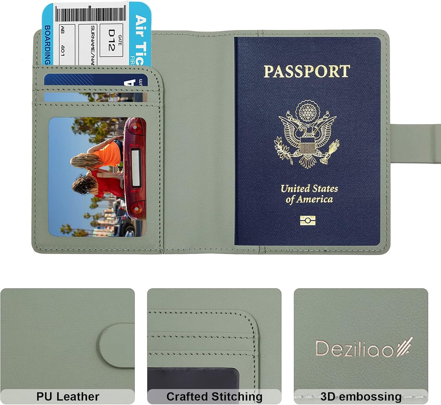 Deziliao Passport Holder,Passport Holder Card Slots, Passport and Vaccine Card Holder Combo, Cute