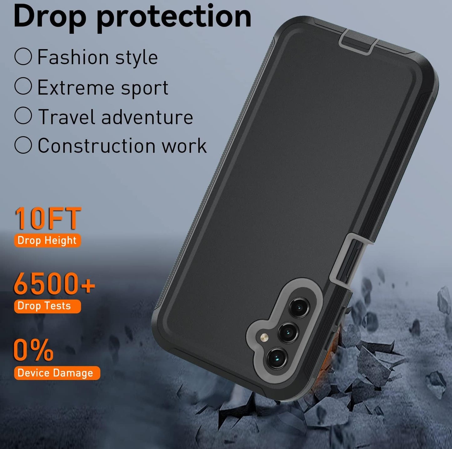 for Samsung Galaxy A14 5G case,A14 5G Heavy Duty case,[Military Grade Protective ][Shockproof] [Dropproof] [Dust-Proof], ONLY Fit Galaxy A14 5G Phone(Black/Gray)