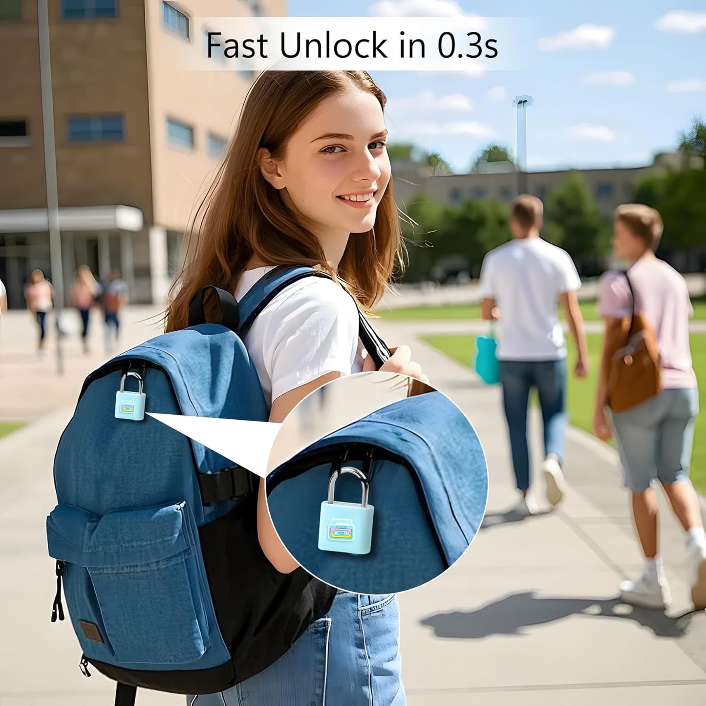 UMIKSMART Biometric Smart Lock, Keyless Fingerprint Padlock with USB Charging,Smart Padlock Gift for Students, Gym Lockers, School Lockers, Luggage, Storage Boxes, Fences, Backpacks, Fun Blue Set