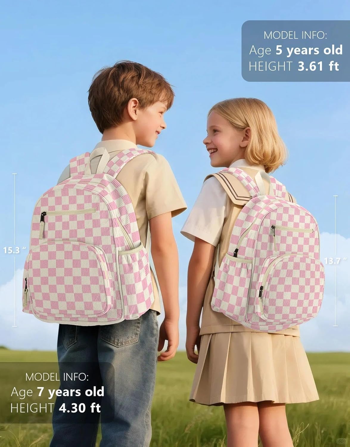 Corduroy Kids Backpack for Girls, Girls Backpack 5-9, Kindergarten Elementary School Bookbag for