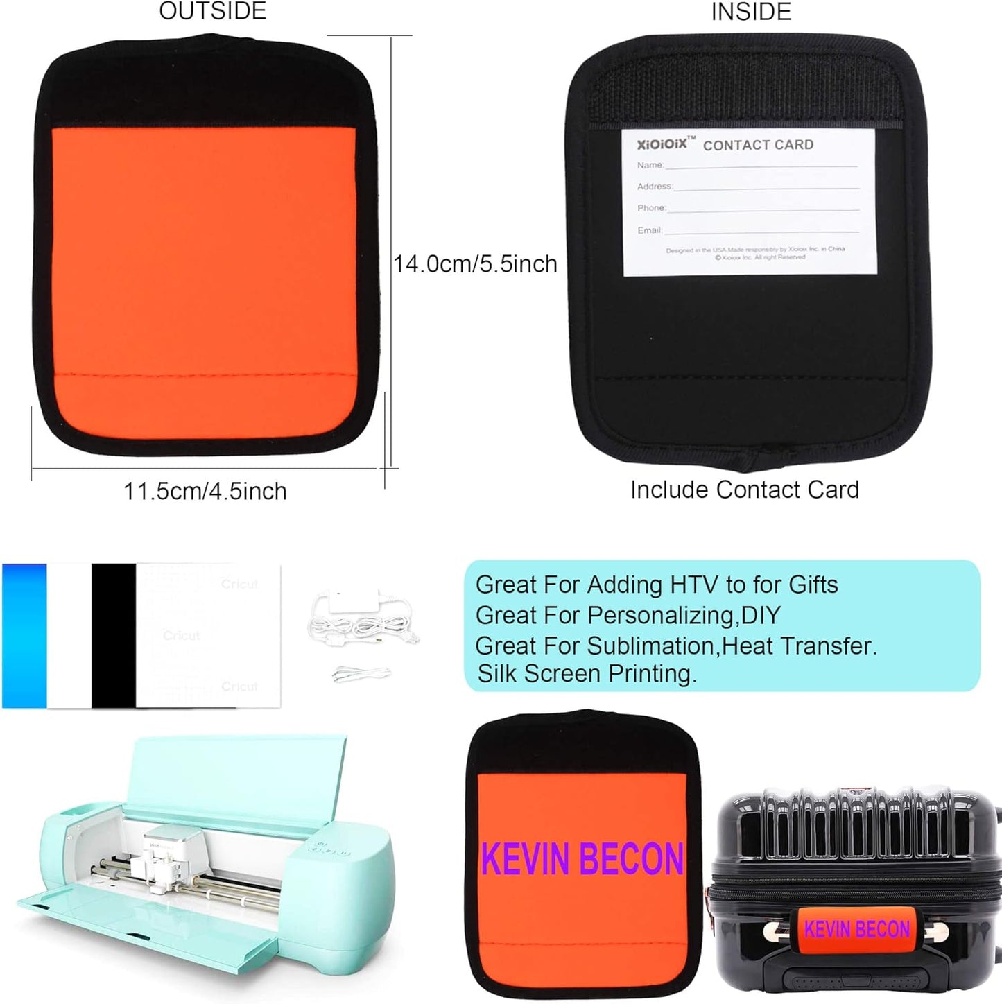 Luggage Tags for Suitcases-Neon Orange Luggage Handle wrap Luggage Identifiers for Suitcases Unique Luggage Accessories for Travel/Airplane