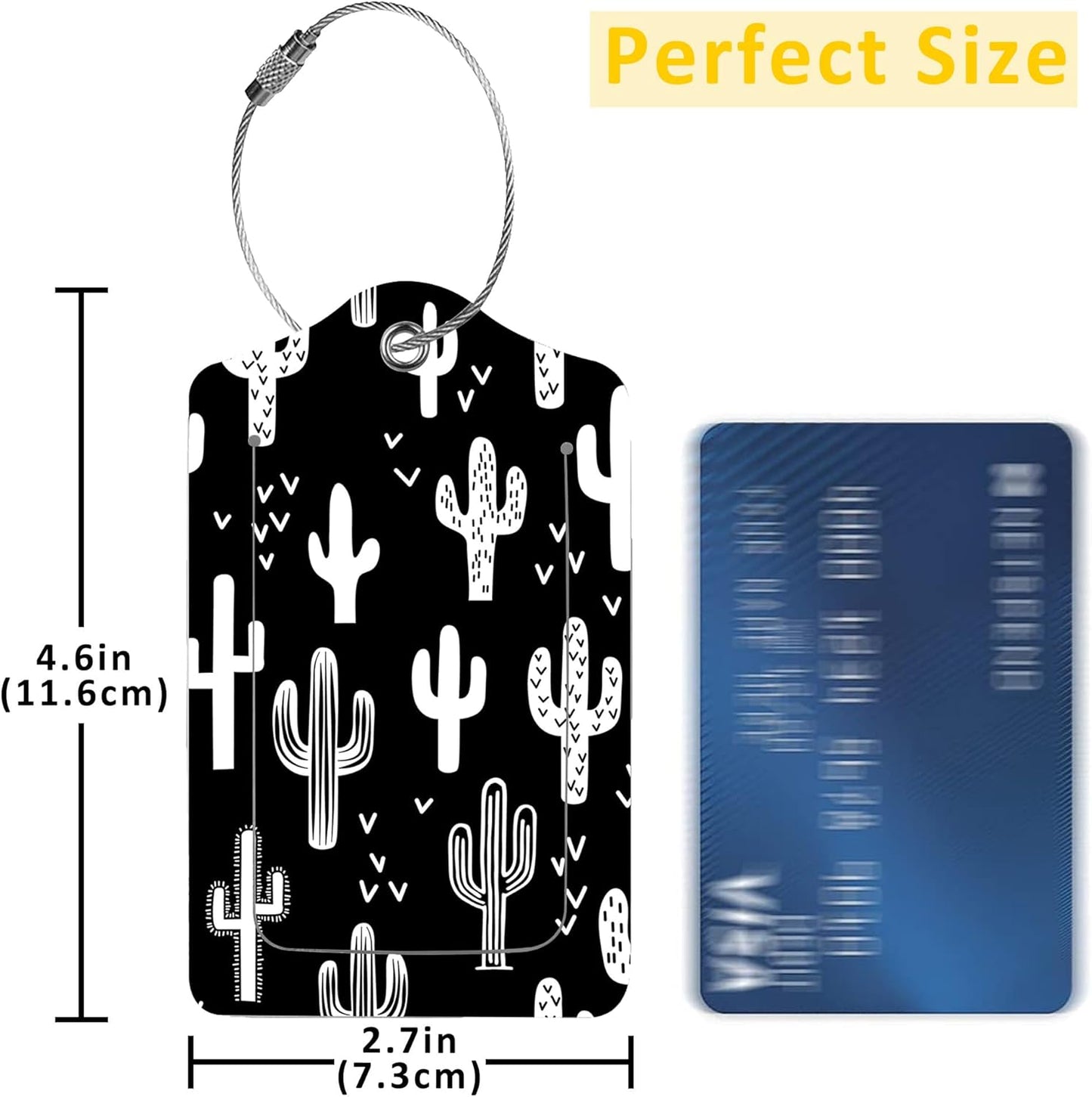 2 Pack Luggage Tags for Suitcases,Fun Western Cactus Luggage Tag,PU Leather Id Label Luggage Tags