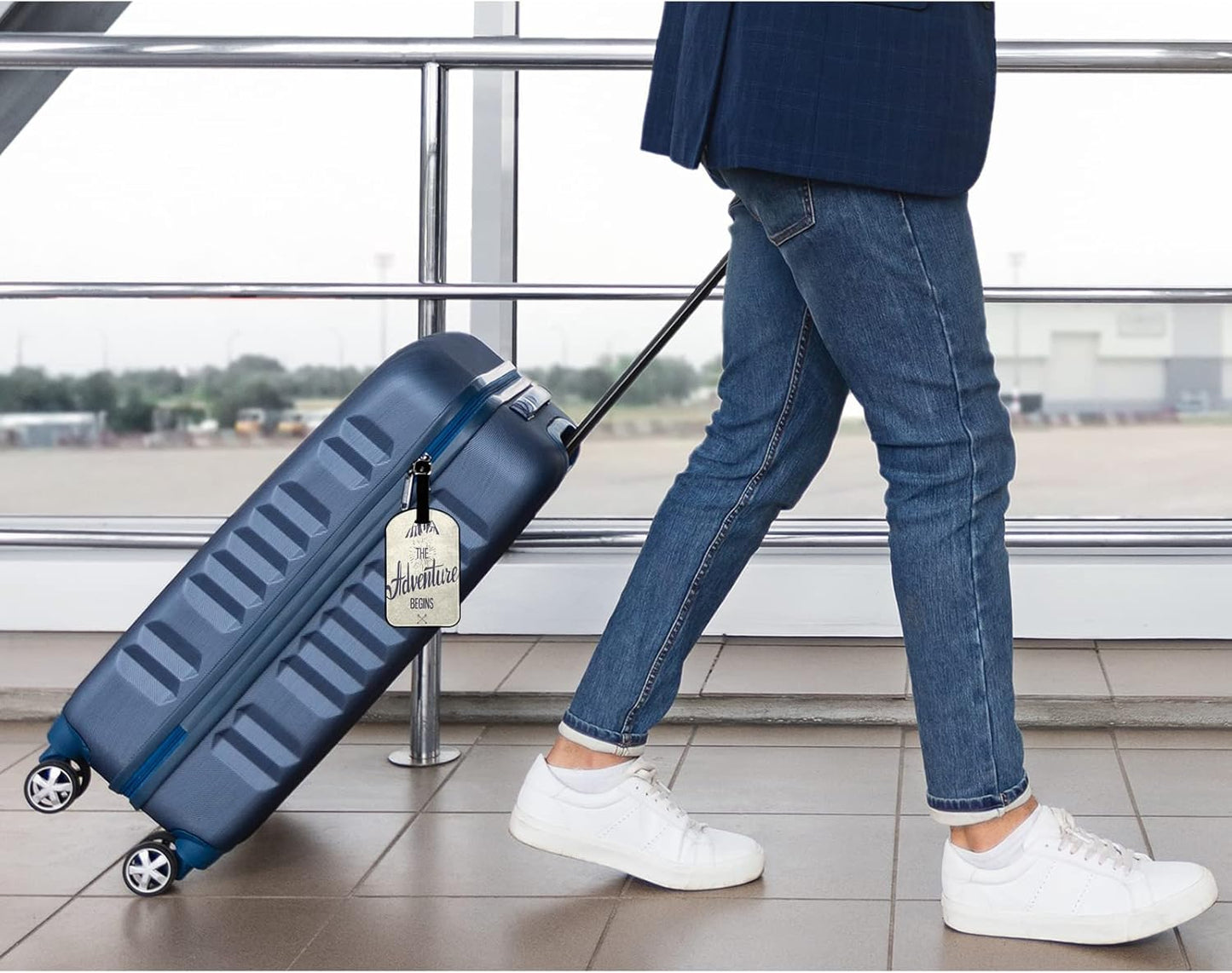 Inspirational Quotes Travel Baggage Bag Tags The Adventure Begins Mountain Luggage Tags Travel Suitcase Tags with Name ID Card for Luggage Suitcase Schoolbag Lunchbag, 1 Pack