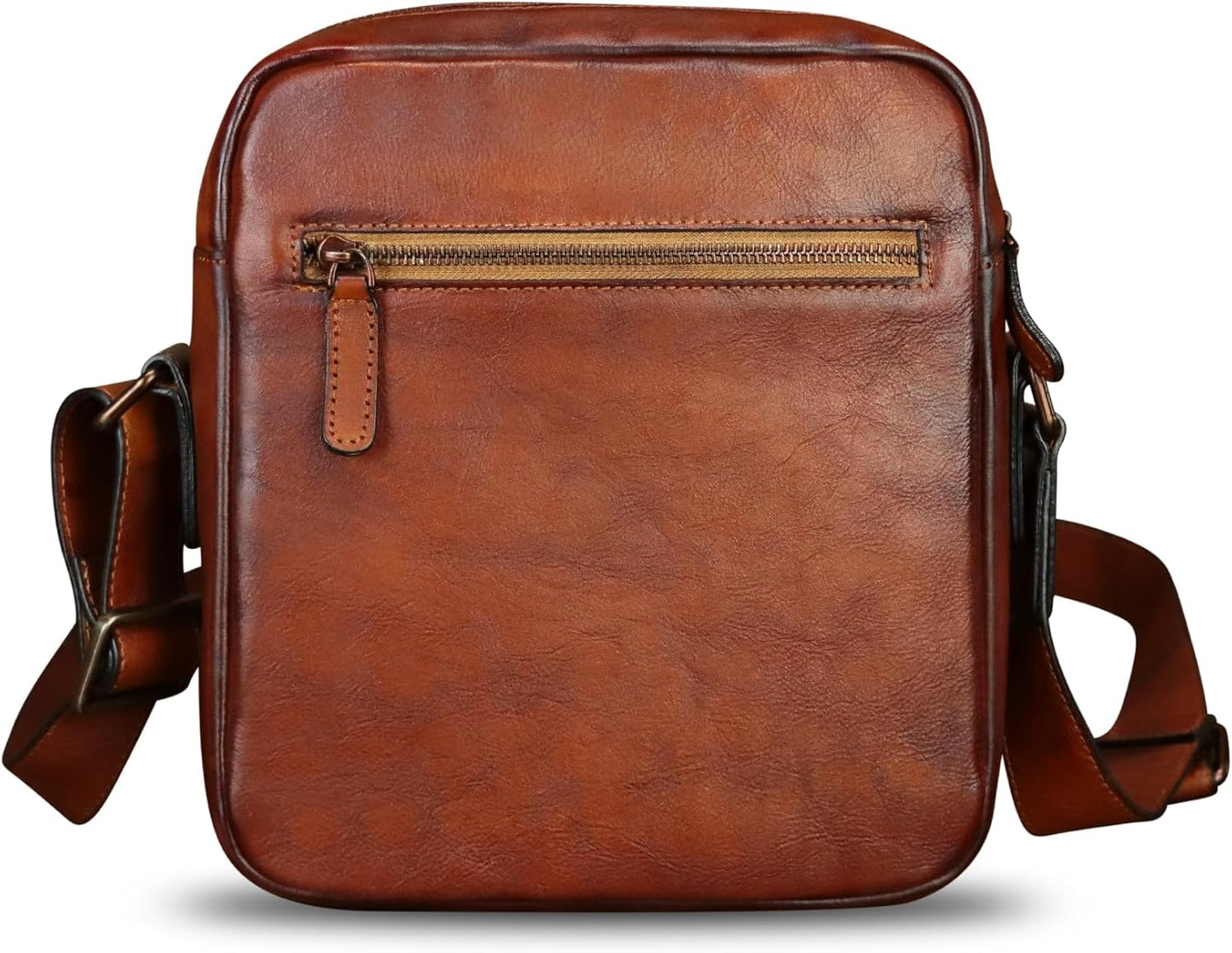 IVTG Genuine Leather Messenger Bag for Men Crossbody Shoulder Bag Satchel Casual Sling Daypack Work Business Daily Purse