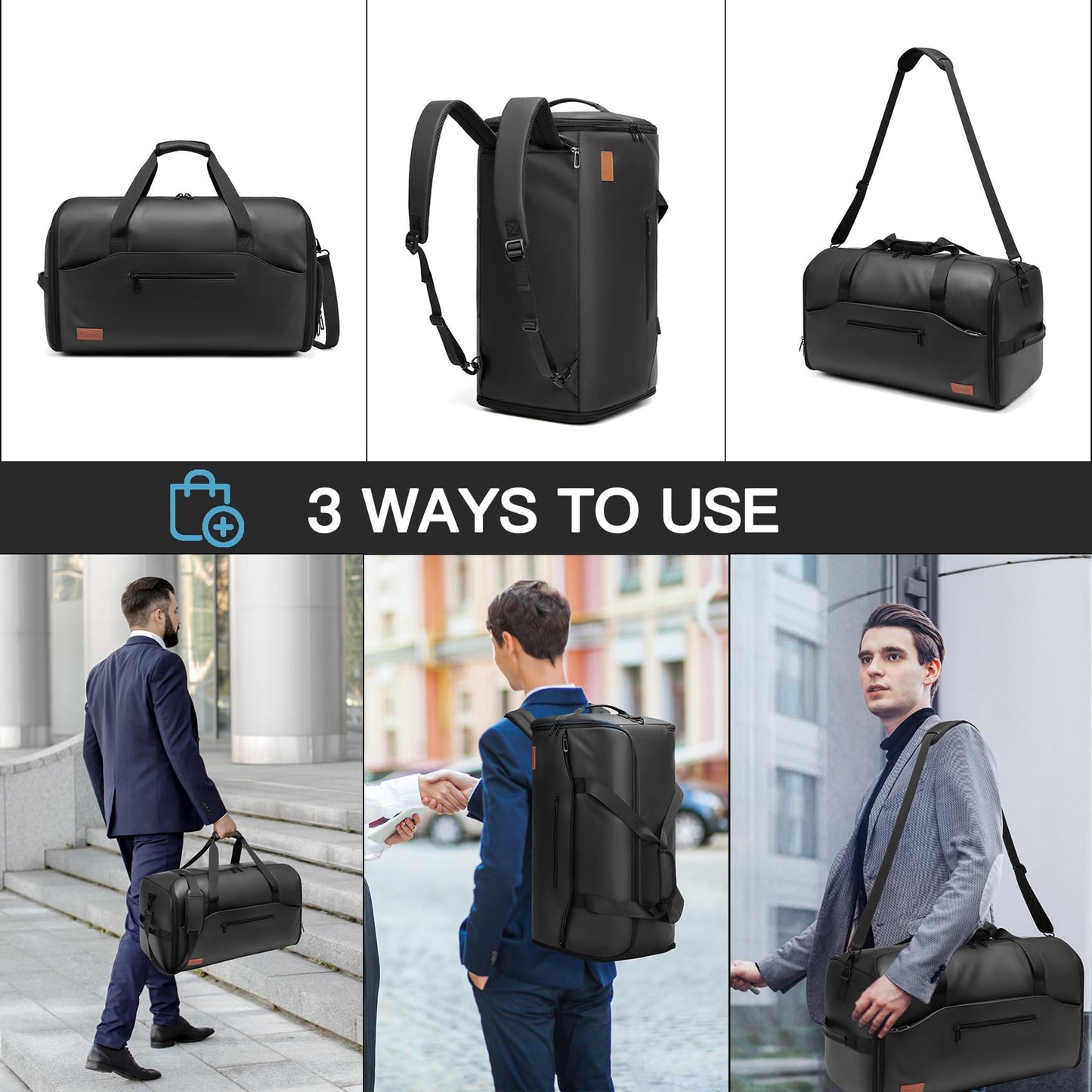 Garment Bags for Travel,45L Carry on Convertible Garment Duffle bag for Men Women - 3 in 1 Hanging