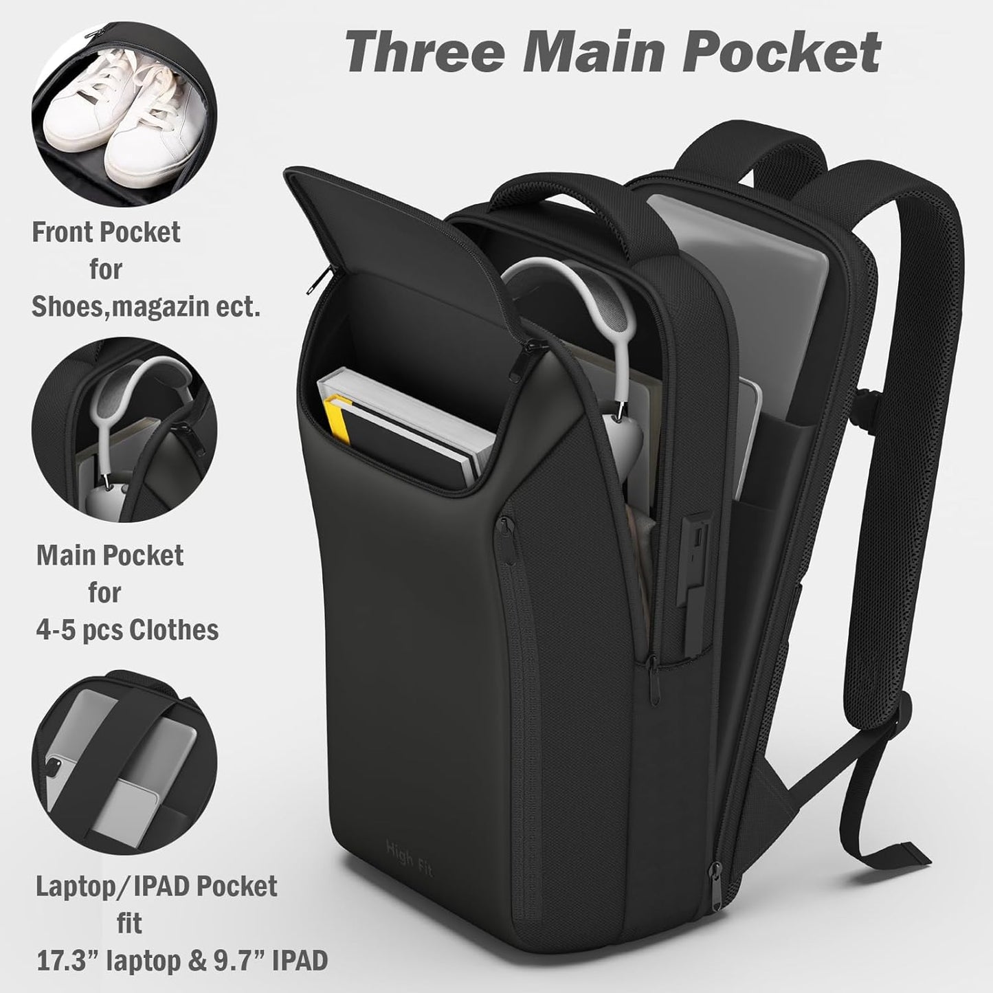 Laptop Backpack,Fashion Travel Backpacks,Business Backpack Waterproof fit 17.3 Inch Laptop,TSA-Airline Approved Backpack with USB Charging Port for Men Women