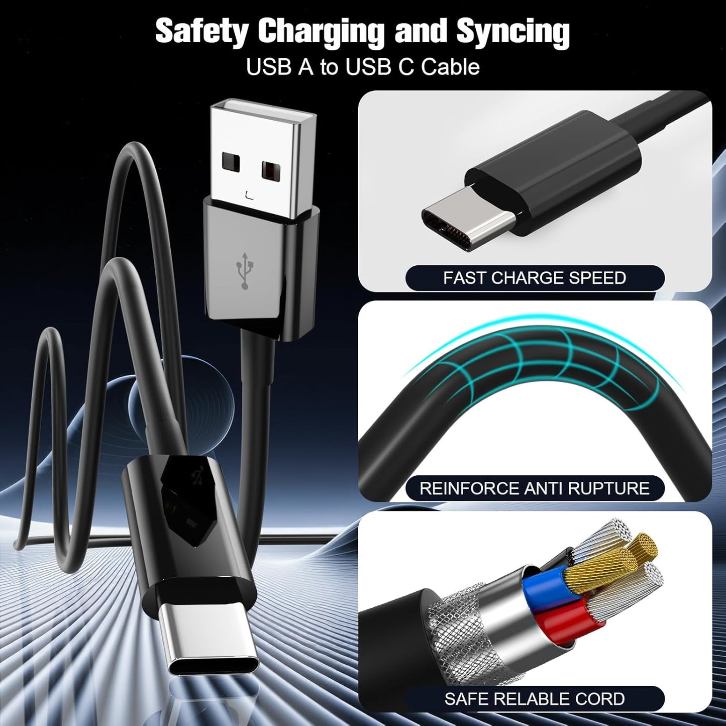 Car Carplay Cable for iPhone 17/16/15,iPhone 16/15 Plus17/16/15 Pro 17/16/15Pro Max charger ,USB A to USB C for Carplay USB C Cord, iPad USB C Cable 10th, iPad Air Car Charger Cable Cord 3FT (Black)