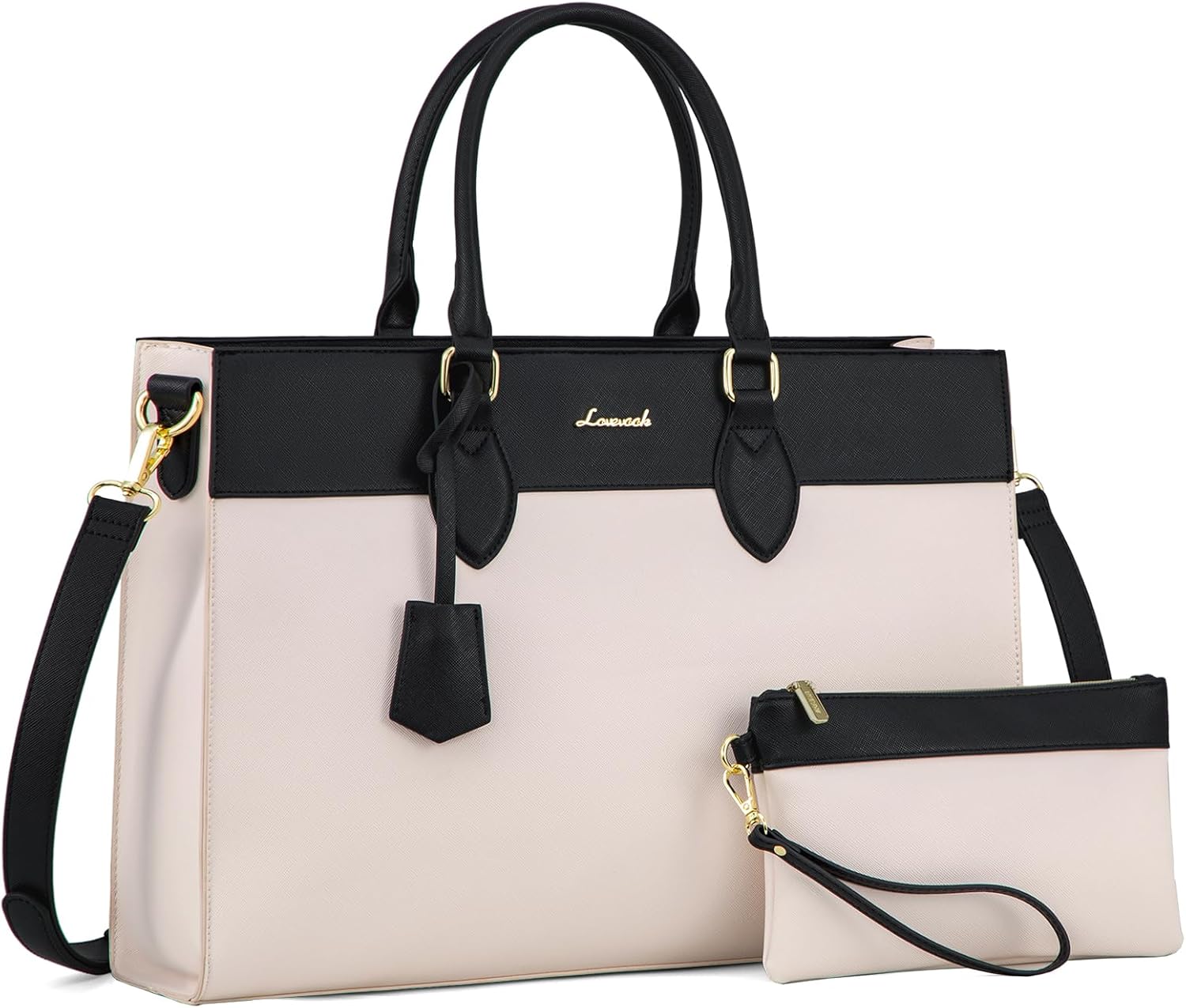 LOVEVOOK Laptop Bag for Women, 15.6 inch Laptop Tote Work Bag Purse, Large Waterproof Leather