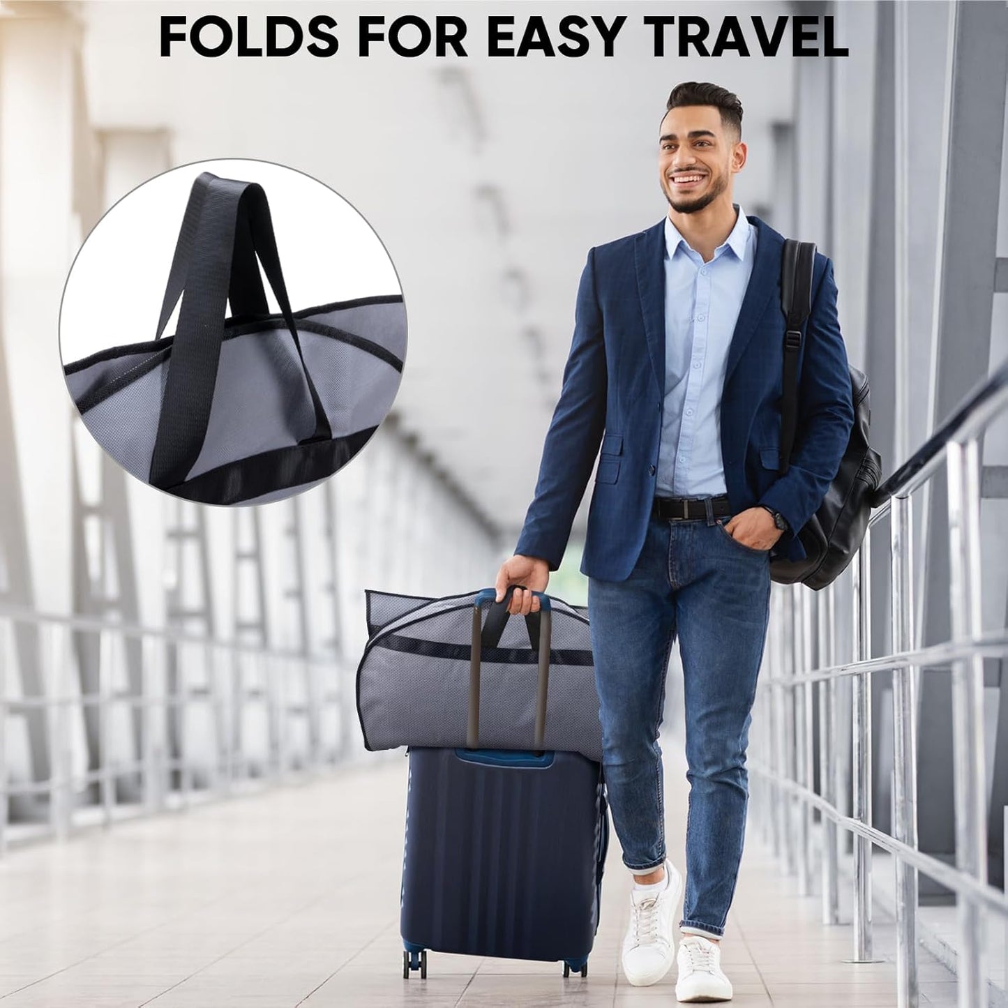 BALEINE 2PK Heavy Duty Garment Bag with Shoe Storage Travel Bag for Dresses, Suit, Coats Travel Essential (54", Grey)