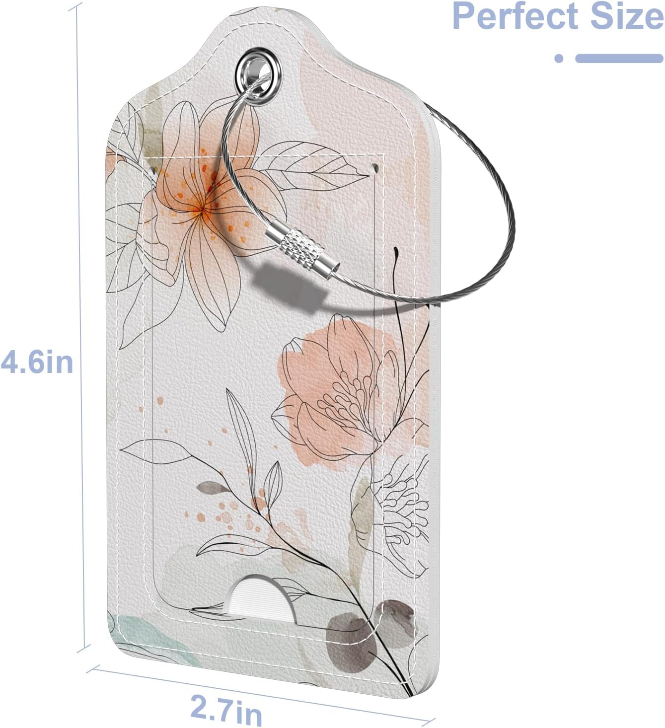 2 Pack PU Leather Luggage Tags for Suitcase, Travel Cruise Luggage Tag with Privacy Flap, Name ID Label and Metal Loop for Women Men Baggage Handbag School Bag Backpack, Ink Flower