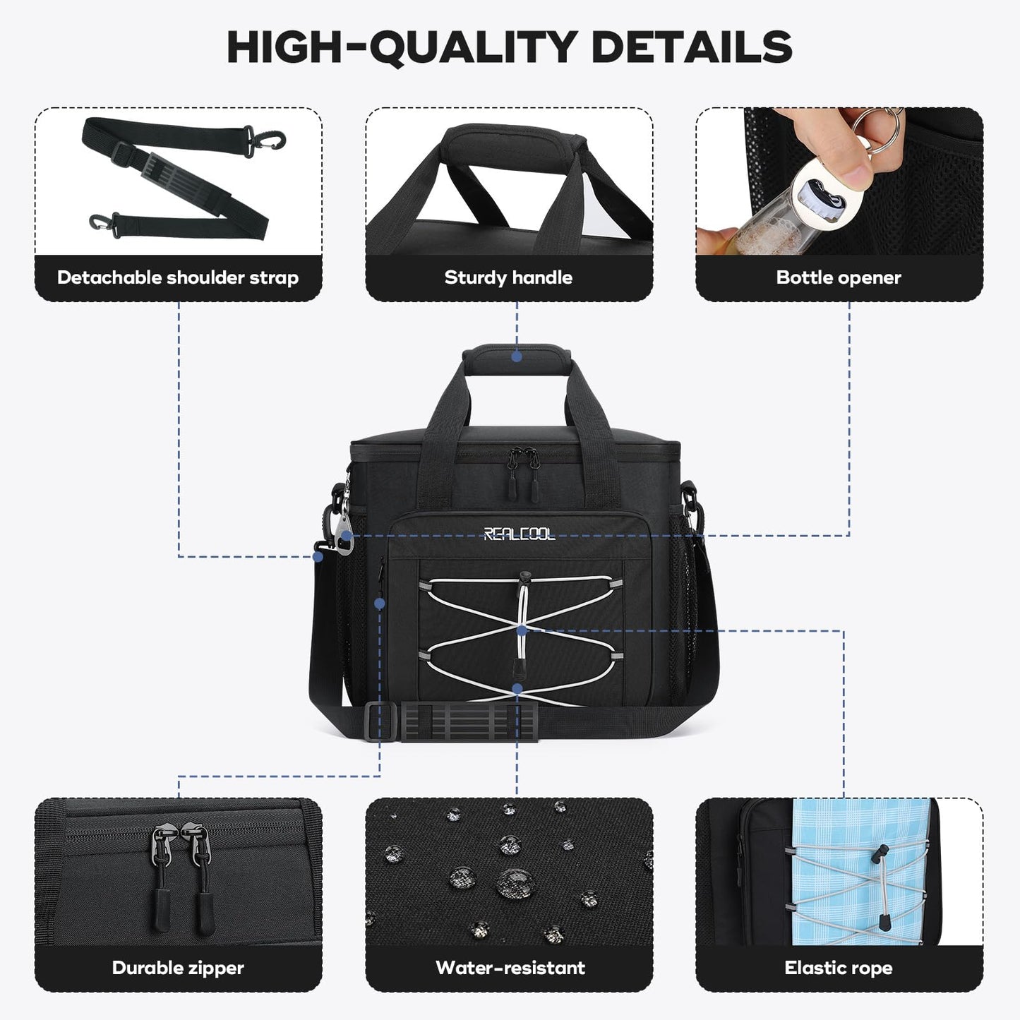 RealCool 35 Can Collapsible Soft Cooler, Leakproof Insulated Ice Chest Bag