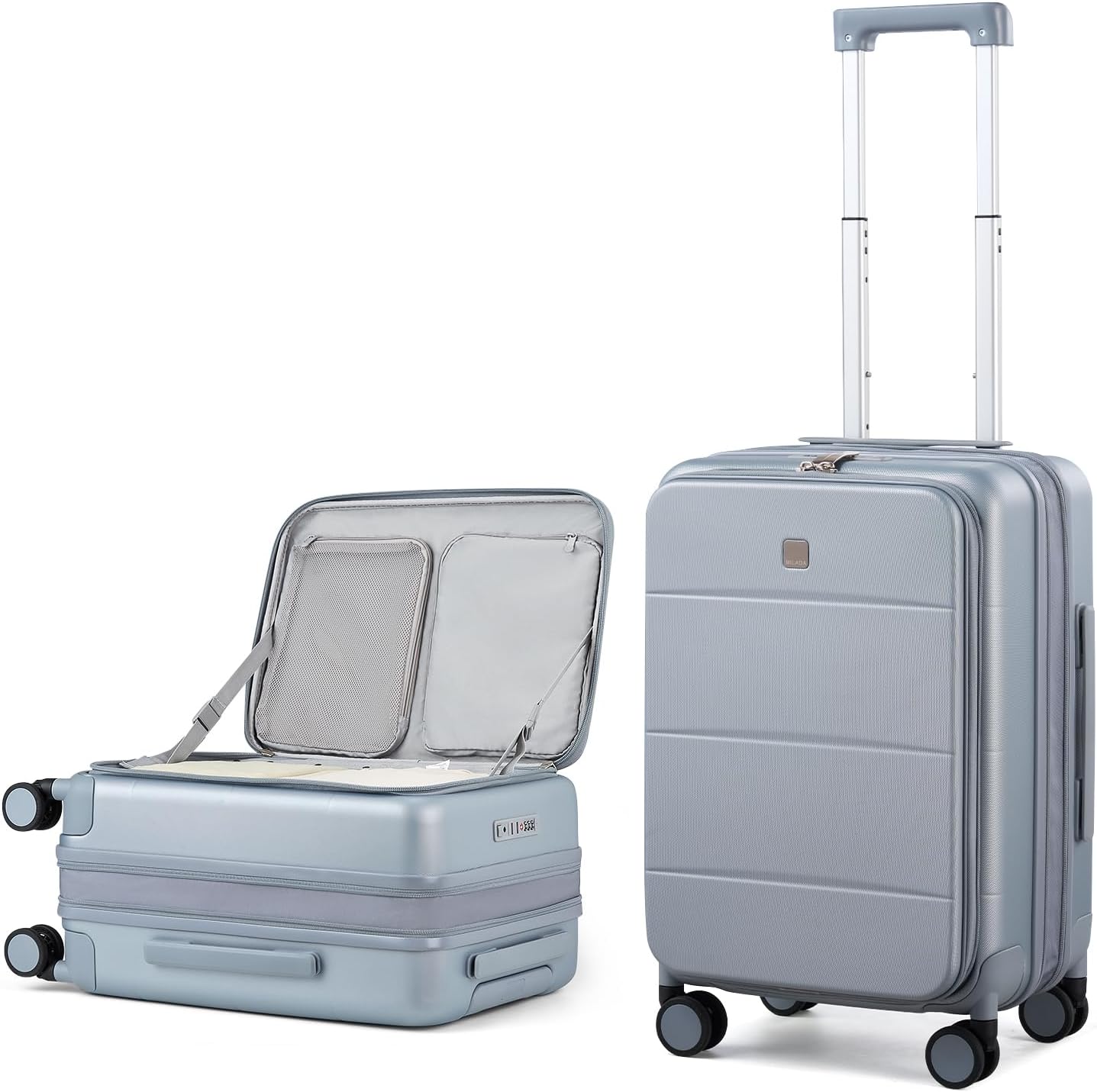 MILADA 20 Inch Expandable Top Opening Carry On Luggage 22x14x9 Airline Approved, Lightweight Hard