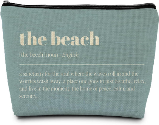 Blue The Beach Life Gift Makeup Bag, Coastal Beach Lover Gift for Women, Summer Coastal Cosmetic Makeup Bag, Blue Ocean Crabs Pouch Purse