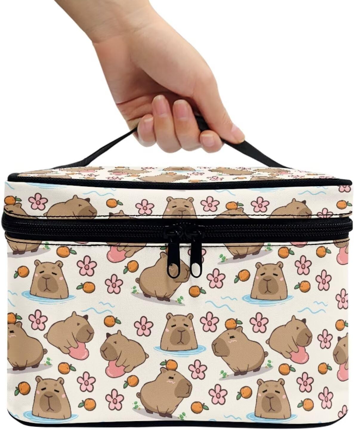 JoyLamoria Lightweight Cosmetic Case Travel Makeup Bag Cosmetic Pouch Tote Purse Cosmetic Bag with