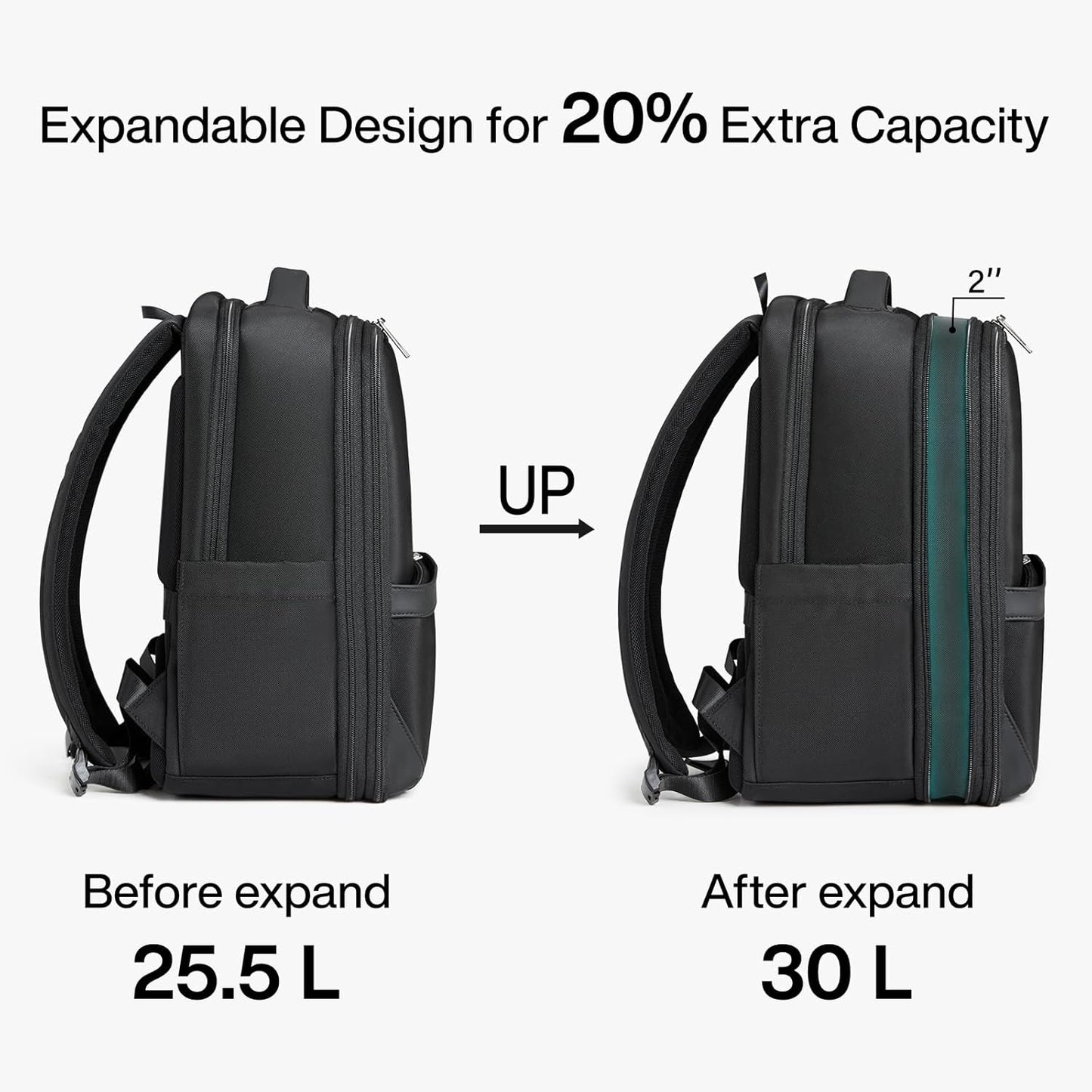 Hanke Expandable Travel Backpack 17 Inch, Full-Open Laptop Backpack Fits 15.6 Inch, Carry On