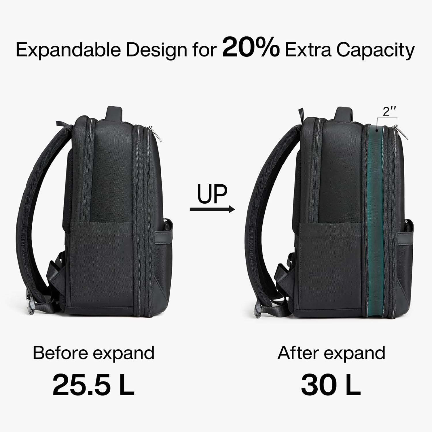 Hanke Expandable Travel Backpack 17 Inch, Full-Open Laptop Backpack Fits 15.6 Inch, Carry On