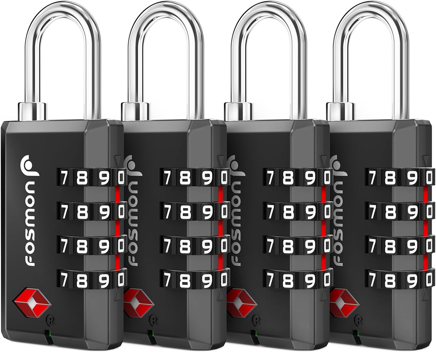 Fosmon TSA Approved Locks for Luggage/ Suitcase with Open Alert Indicator (4 Pack), Heavy Duty Gun