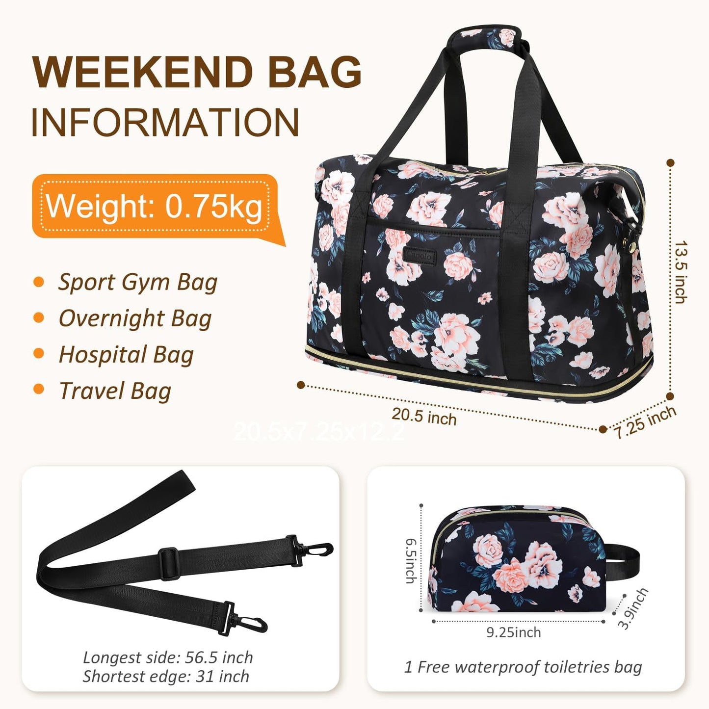 Expandable Travel Duffle Bags Weekender Overnight Bags for Women Men Hospital Bag for Women Labor
