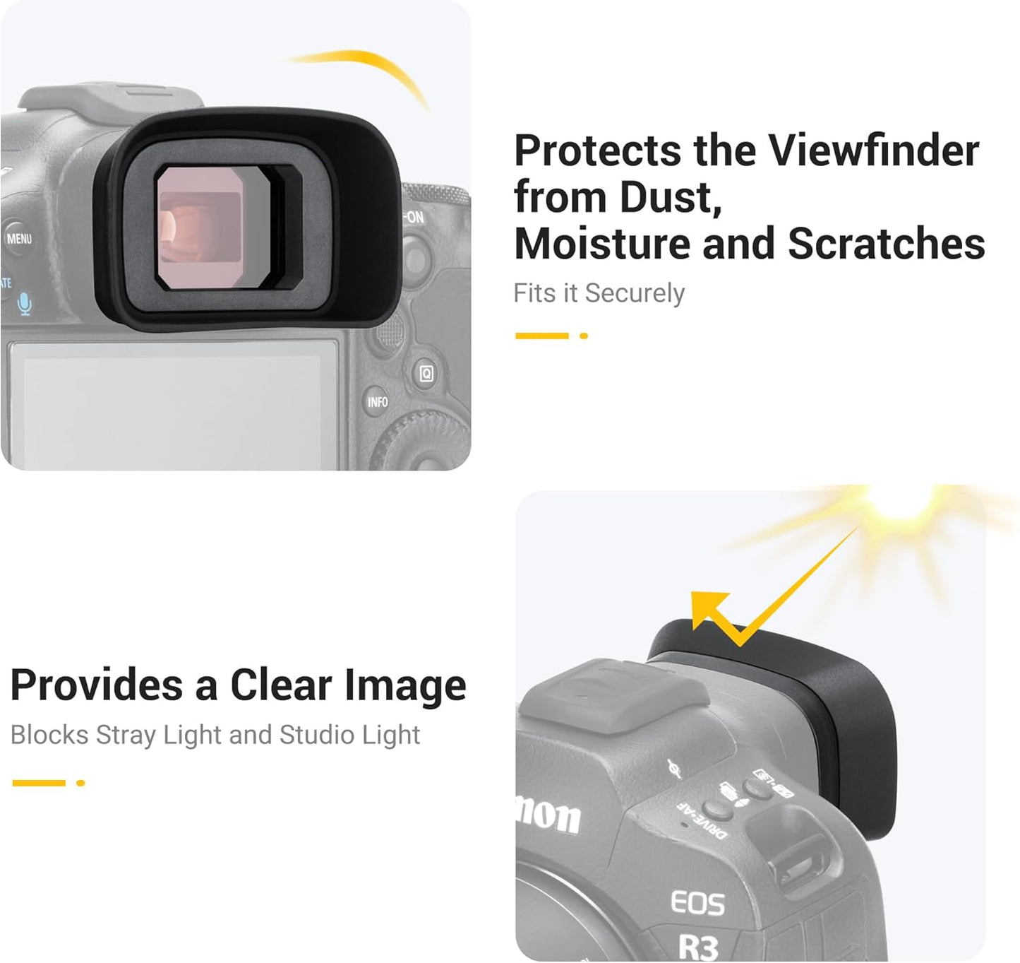 EOS R3 Eyecup Eyepiece, Soft Silicon Extended Camera Eye Cup Viewfinder, Replaces Canon ER-h/ER-hE Eyecup Eyepiece for Canon EOS R3 Mirrorless Camera (More Fitting Eye Control Autofocus Function