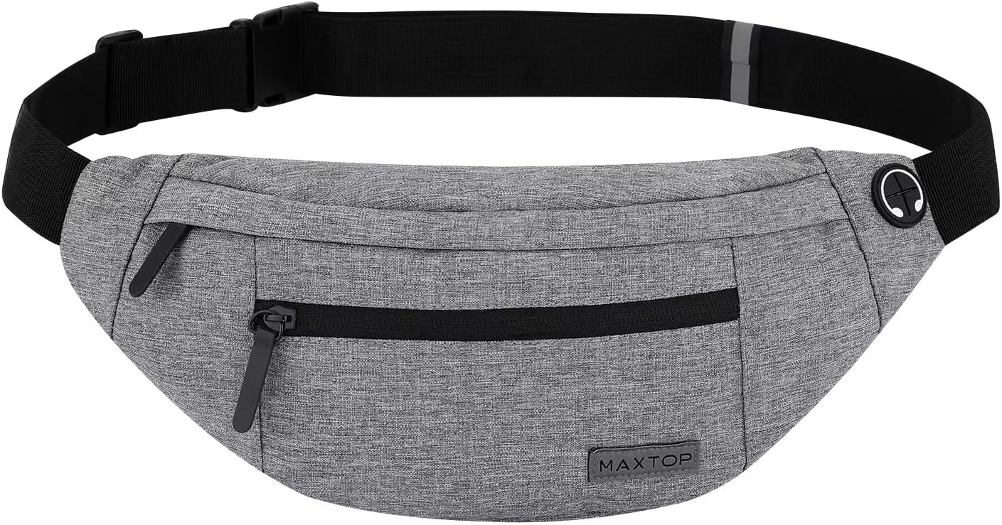 MAXTOP Large Crossbody Fanny Pack with 4-Zipper Pockets,Gifts for Enjoy Sports Festival Workout Traveling Running Casual Hands-Free Wallets Waist Pack Phone Bag Carrying All Phones