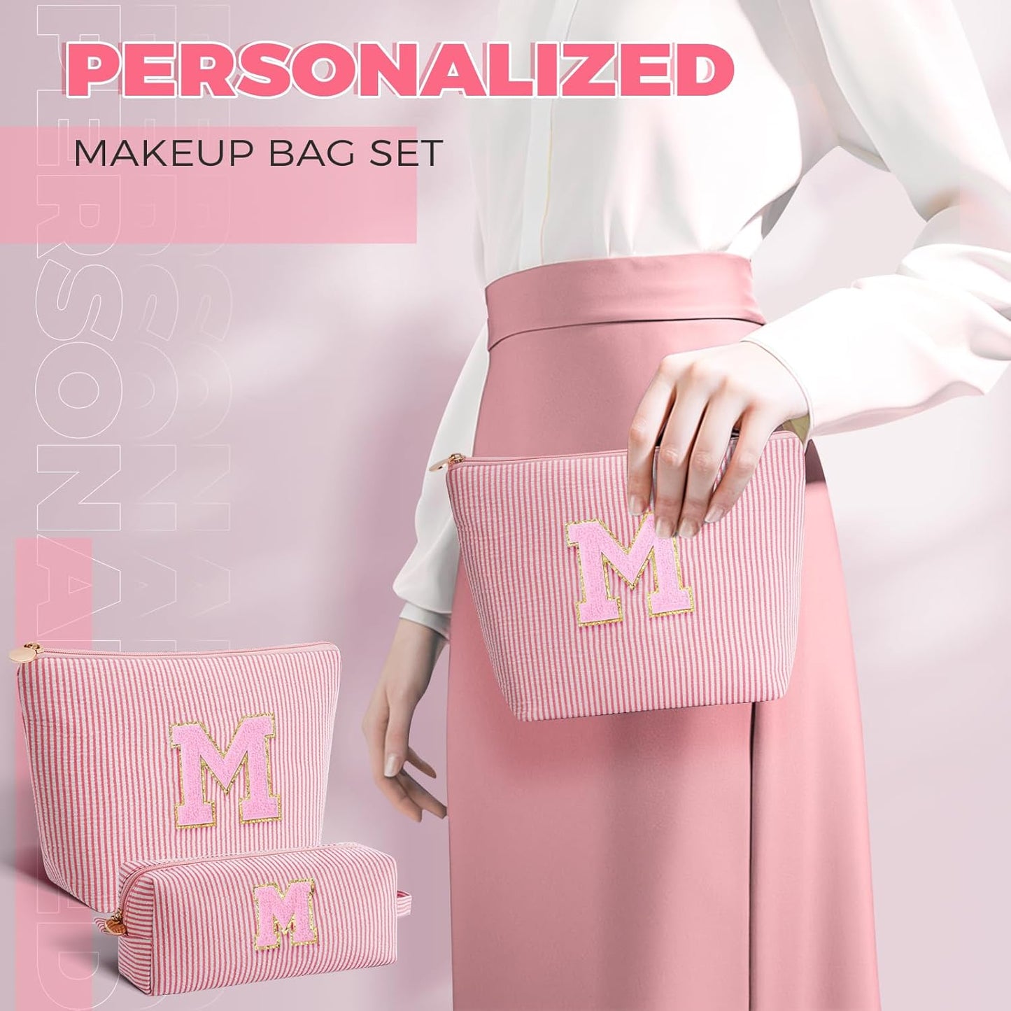 Mothers Day Gifts for Mom,Mum Gifts from Daughter,Birthday Gifts for Wife Sister Her,Mother in Law Gift,Mama Gifts Idea,Makeup Bag Set Cosmetic Bag - Peach,M