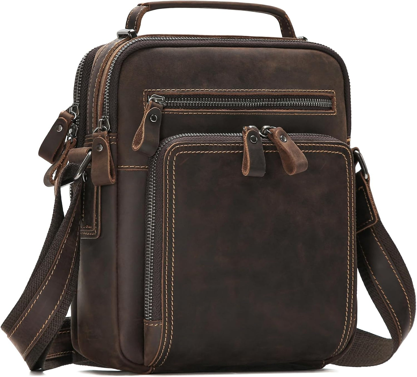 Genuine Leather Small Messenger Bag for Men Vintage Shoulder Crossbody Bags for Work Business Travel