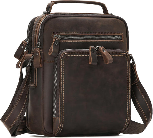 Genuine Leather Small Messenger Bag for Men Vintage Shoulder Crossbody Bags for Work Business Travel