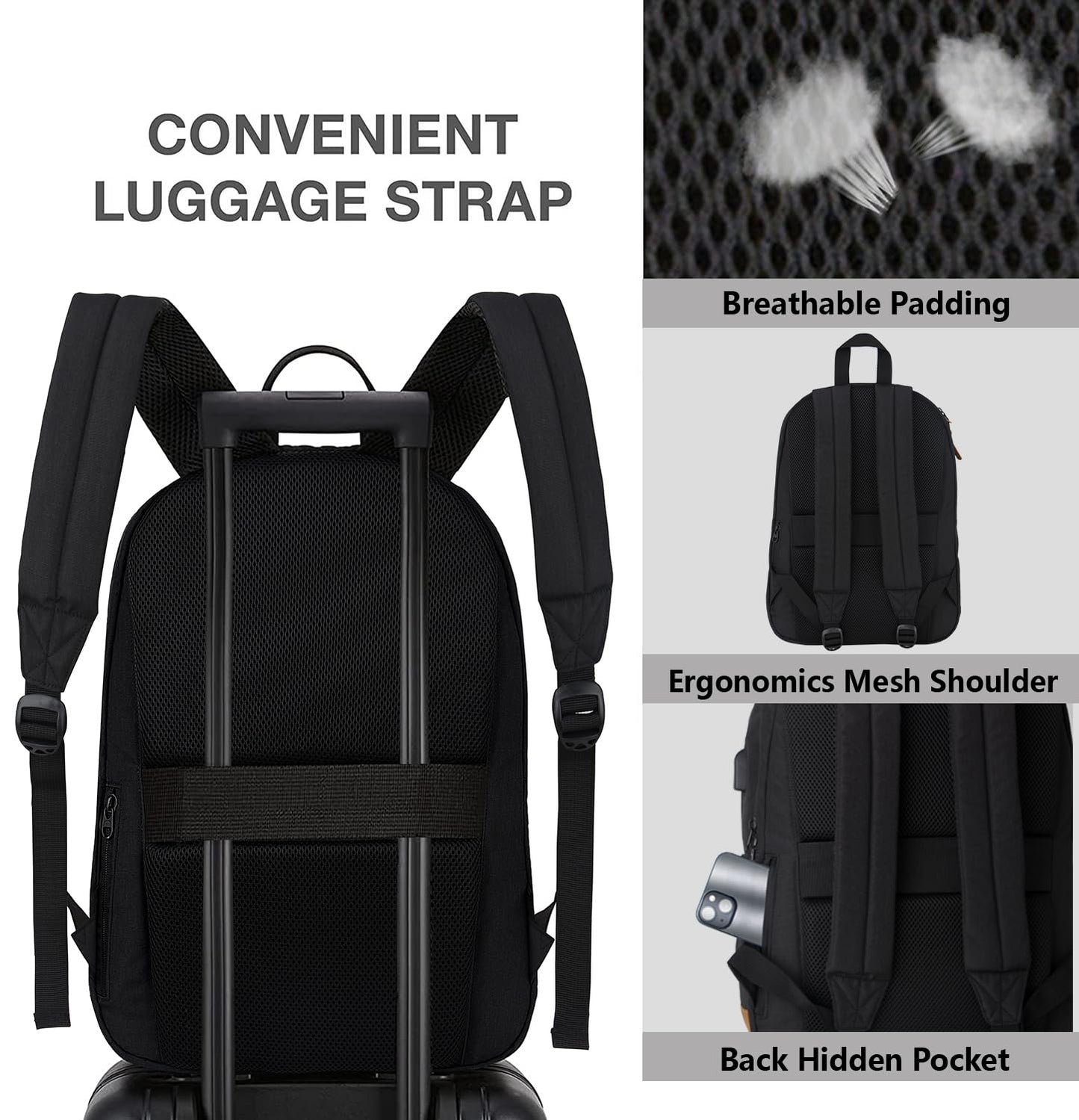 KEOFID Travel backpack for Men and Women, Anti Theft Laptop Backpack with USB Charging Port for