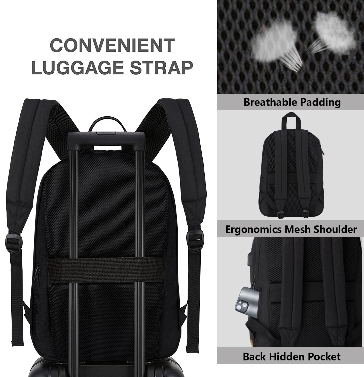 KEOFID Travel backpack for Men and Women, Anti Theft Laptop Backpack with USB Charging Port for