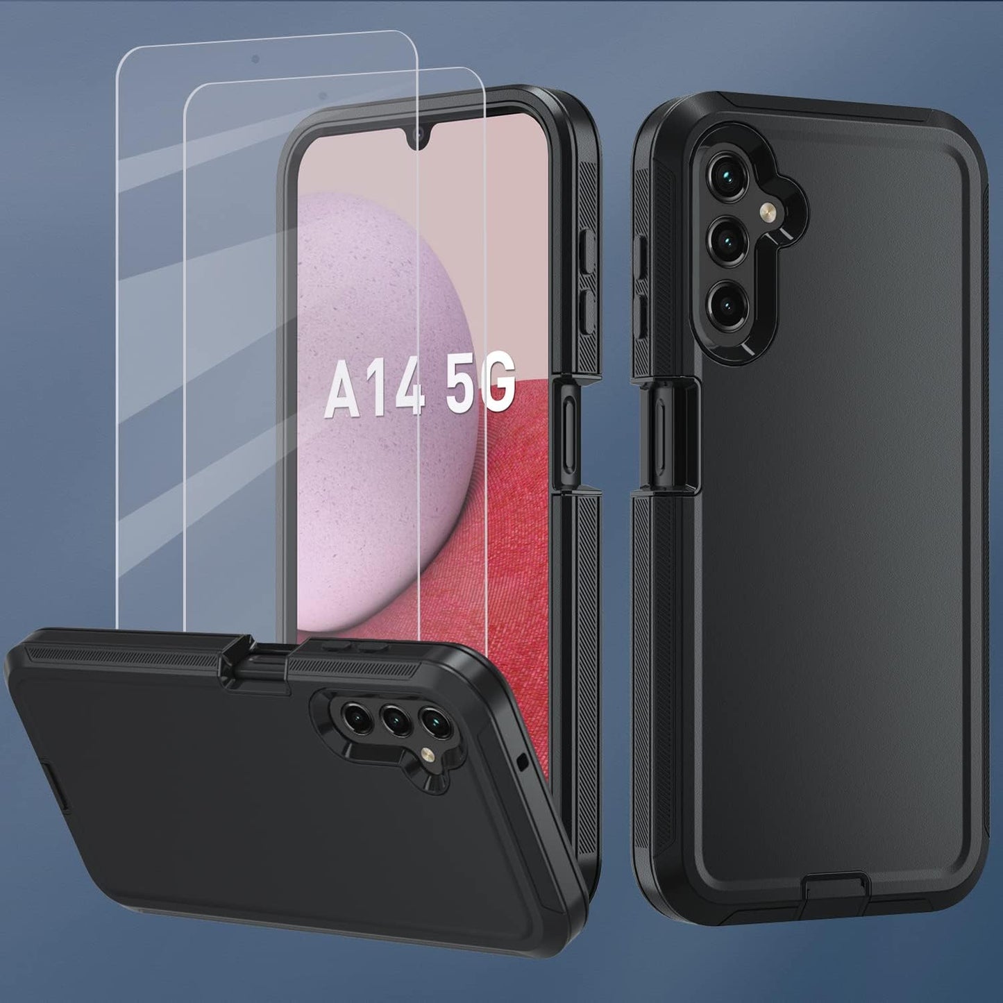 for Samsung Galaxy A14 5G case,A14 5G Heavy Duty case,[Military Grade Protective ][Shockproof] [Dropproof] [Dust-Proof], ONLY Fit Galaxy A14 5G Phone (Black)