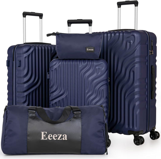 Luggage Sets Suitcase Sets 5 Piece Luggage Sets Suitcase with ABS Hard Shell Lightweight TSA Lock and Double Rotatable Detachable Wheels(Navy,20"/24"/28"/DB/TB)