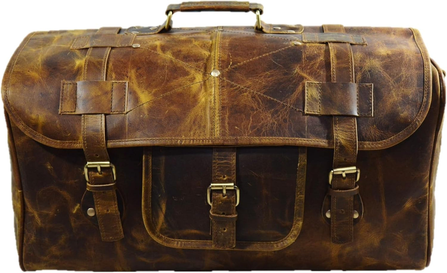Urban Dezire Leather Duffel Travel Gym Overnight Weekend Leather Bag Sports Cabin