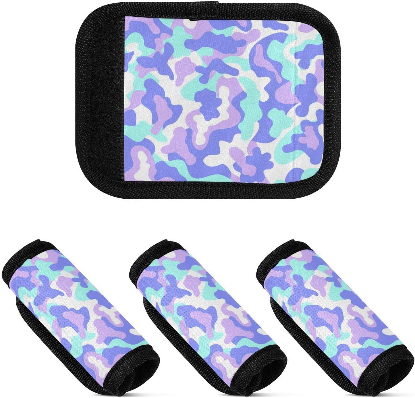 2 PC Luggage Handle Wrap Luggage Handle Covers Tags for Suitcase Bags Travel Luggage Handle Identifier Gripper Abstract Purple and Blue