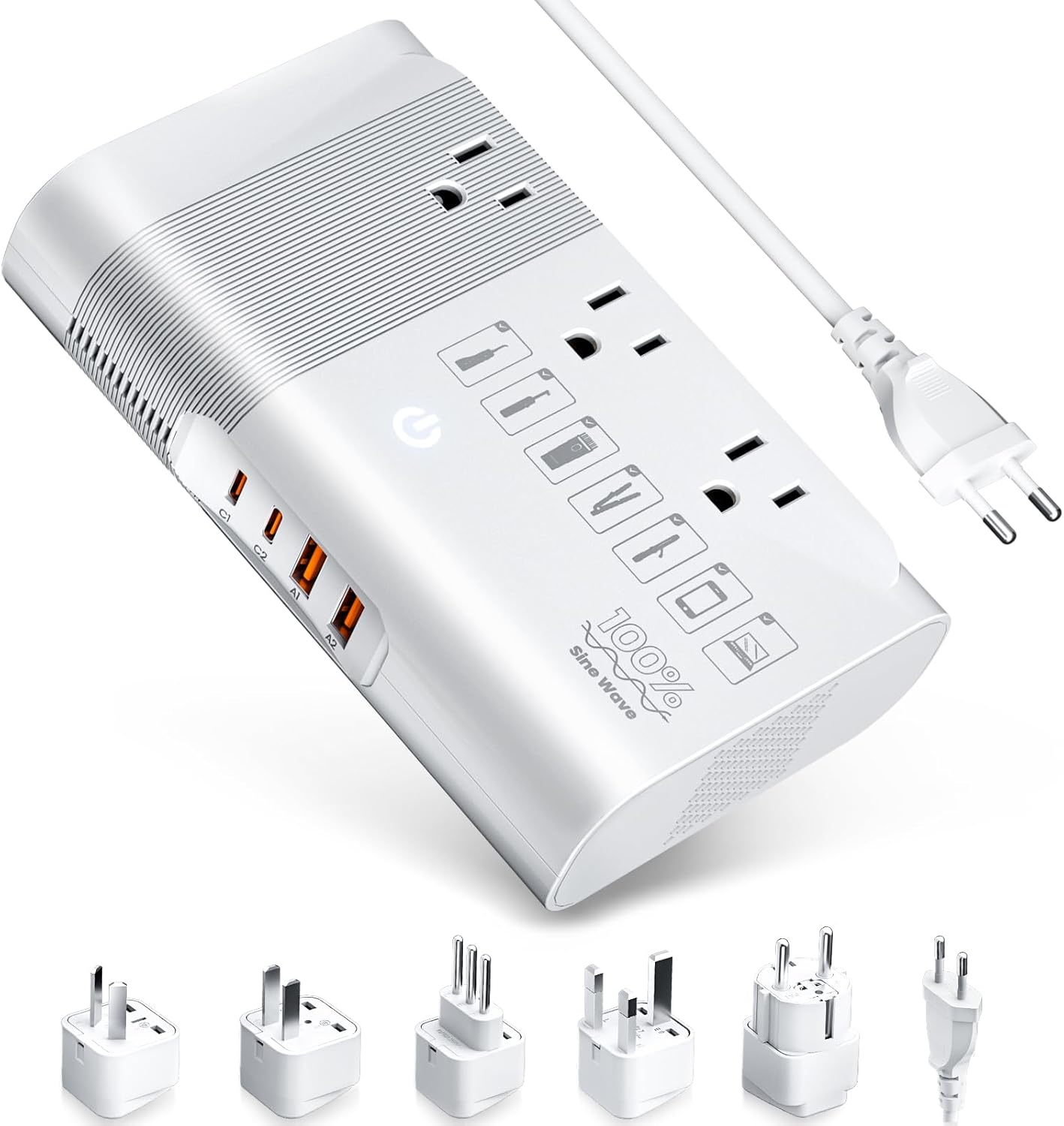 DOACE 220v to 110v Voltage Converter for European Travel: Max 500W Pure Sine Wave Voltage Converter