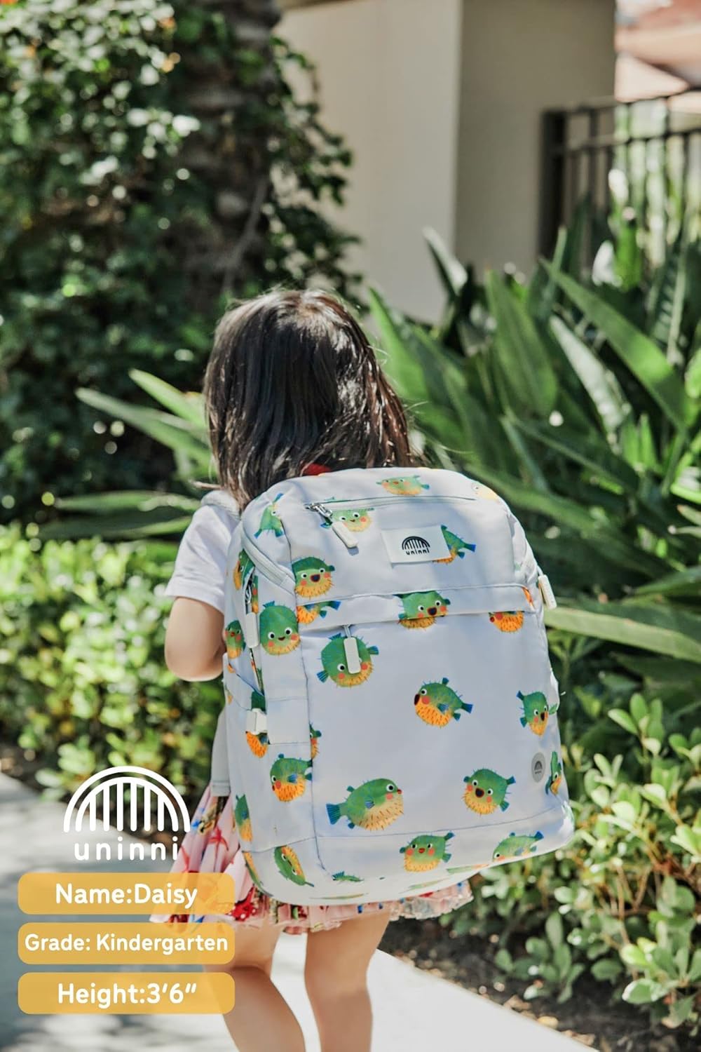 uninni 16" Kid's Backpack for Girls and Boys Age 6+ with Padded, and Adjustable Shoulder Straps.