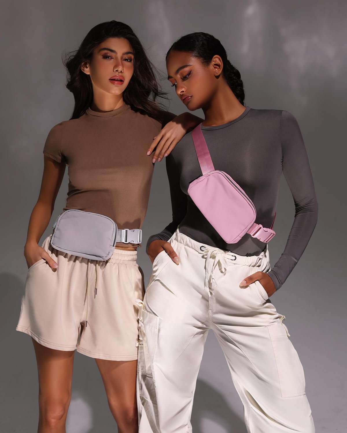 Fanny Pack Crossbody Bag Trendy Waterproof Small Sling Cross Body Purse for Women Men Fashion Waist Packs Mini Belt Pouch Chest Bum Hip Bag Lulu Dupes for Travel Vacation Running Pink