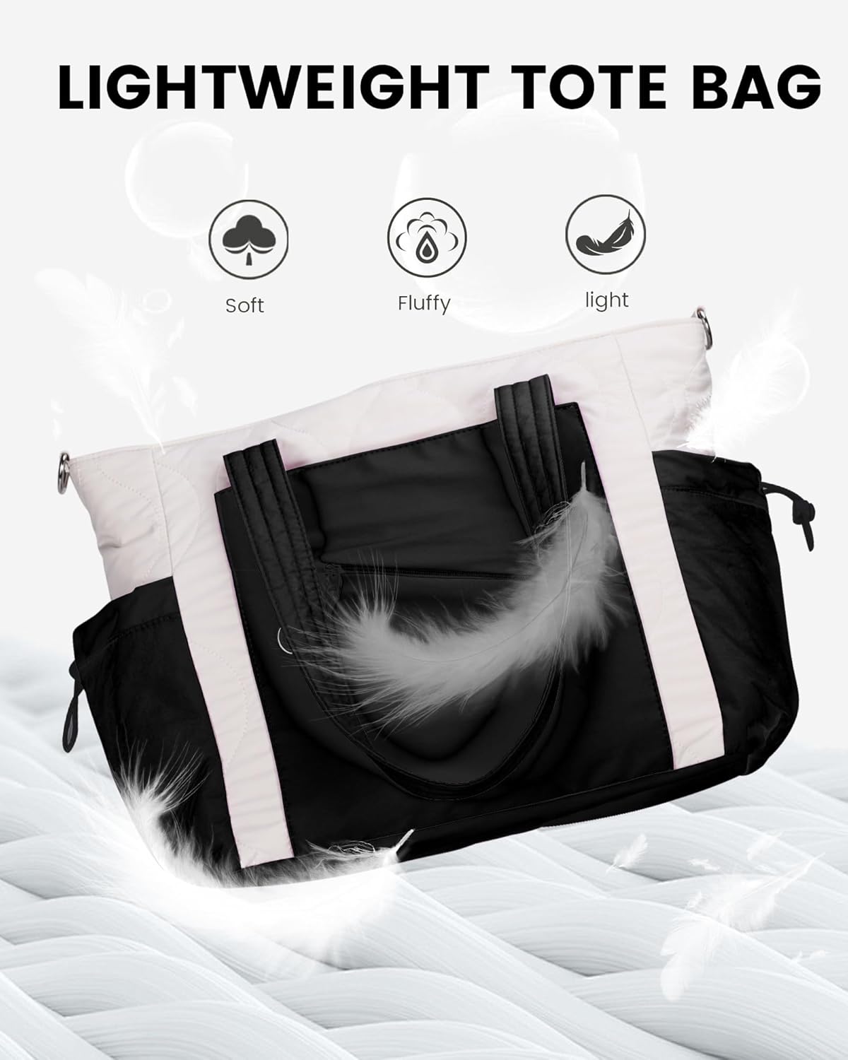 HUGOOME Tote Bag for Women,Puffer Tote Bag with Strap Quilted Nurse Teacher Work Bags Pockets Travel Shoulder Handbag