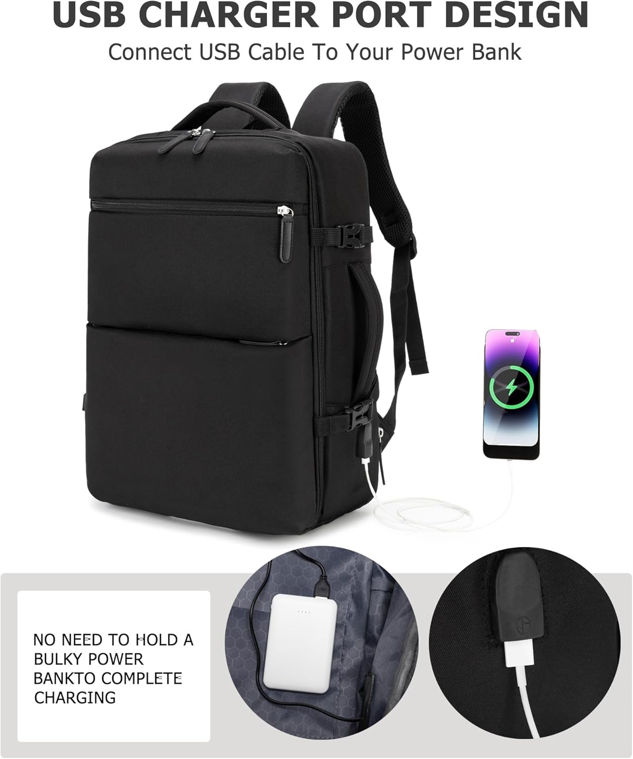feilario 2 Piece Set 24in Aluminium Frame PC Hard Shell Spinner Wheels Luggage, Built-In TSA lock Carry on Suitcase, with Cup Holder, USB Port, Phone Holder