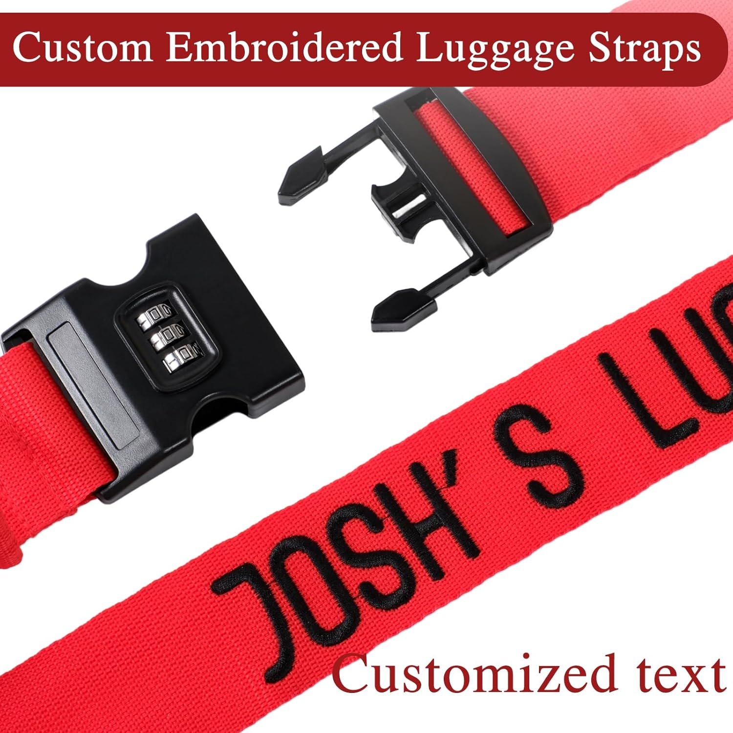 Personalized Luggage Straps with Embroidered Names/Letters - Premium Quality, Anti-Slip &