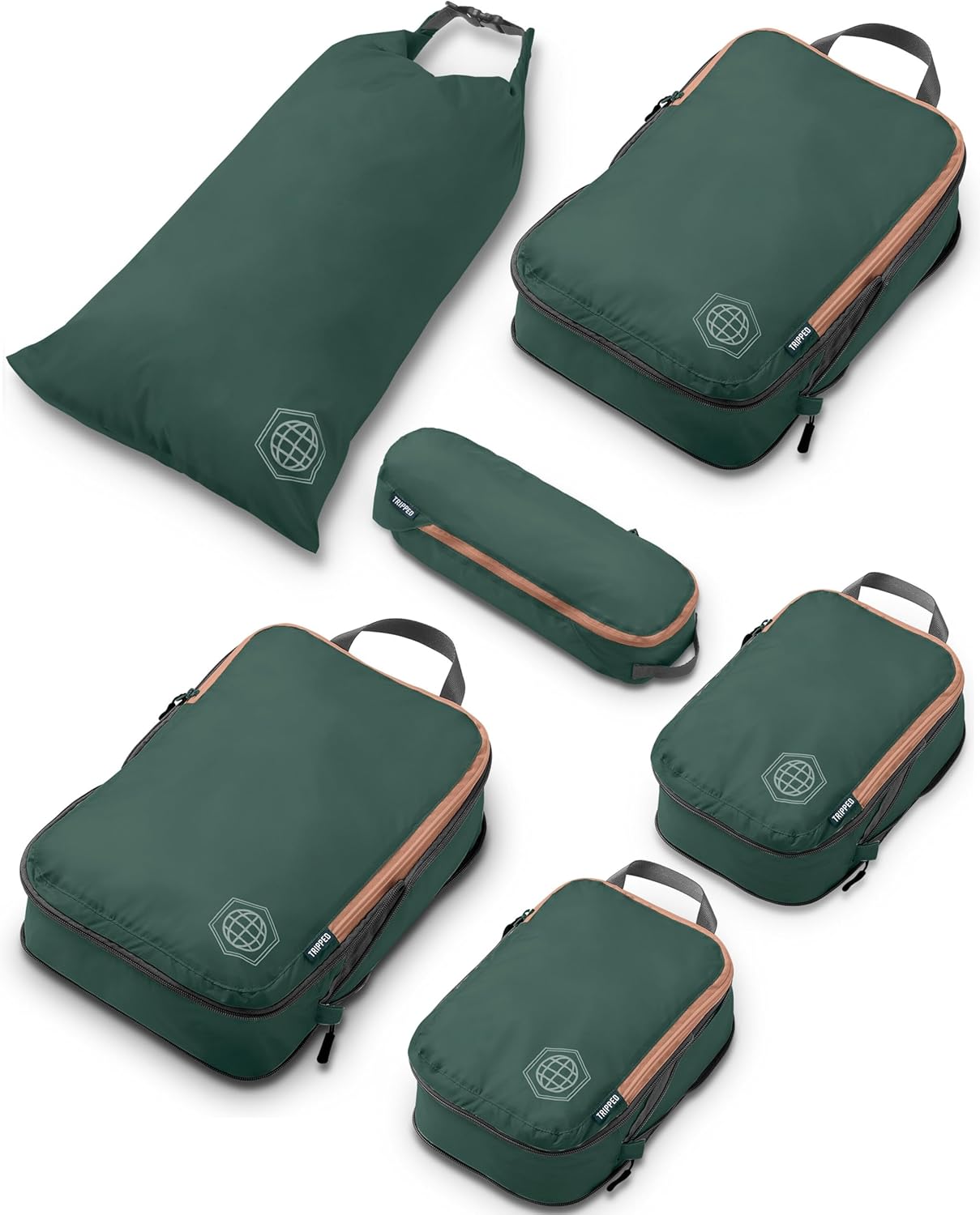 Compression Packing Cubes Set for Travel - Lightweight, Durable Clothes Organizer for Carry-On Luggage and Suitcases by TRIPPED Travel Gear