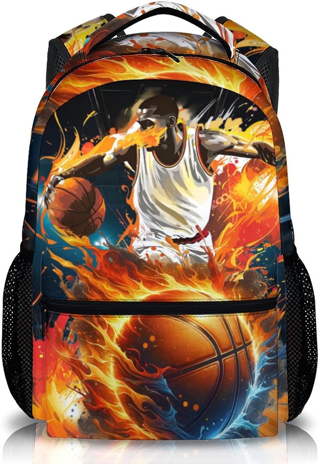 School Bookbag for Kids, Basketball Backpacks for Students Boys 6-8, 17 Inch Large Capacity Sports School Bag for Preschool Elementary Camping Hiking