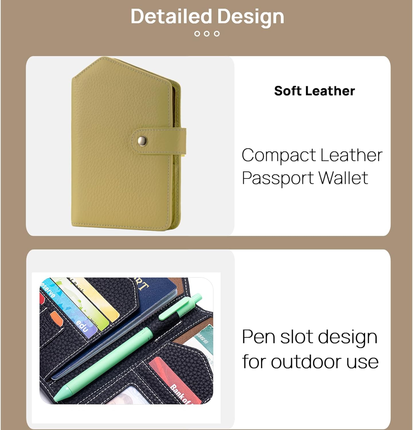 Cute RFID Passport Wallet for Women Leather Slim Passport Holder Travel Wallet Cover with Zipper Coin Purse, Credit Card, Sim and Tticket Slots (Yellow)