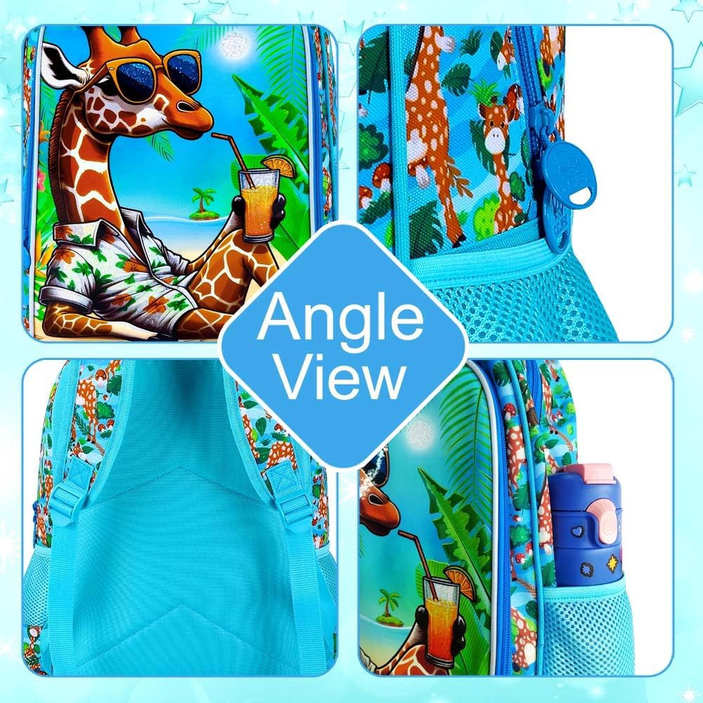 3PCS Boys Backpack, Water Resistant Kids Bookbag Set with Lunch Box, Cute School Bag for Preschool Toddler